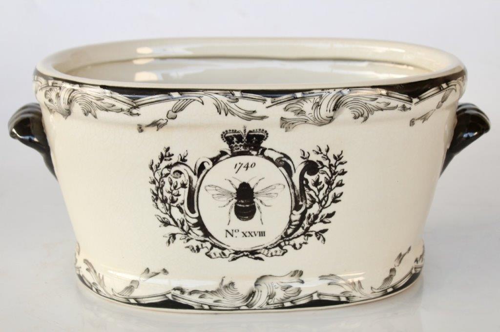 Large Black & White Bee Foot Bath